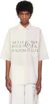 Mm6 Maison Margiela Numeric Signature Print Asymmetric Shirt In 961 Off White/stripe