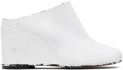 Mm6 Maison Margiela White & Black Anatomic Slipper Mules In H5515 Black/white