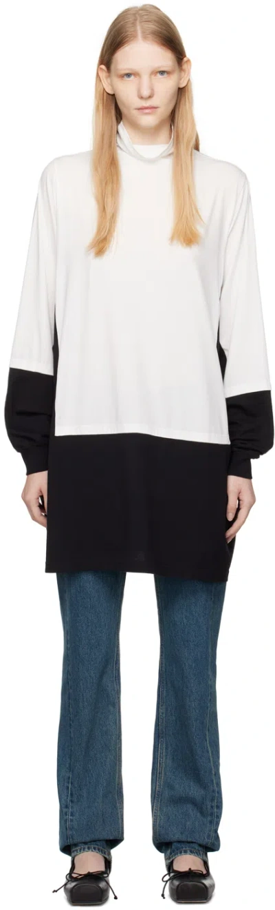 Mm6 Maison Margiela White & Black Paneled Minidress In 961 White/black