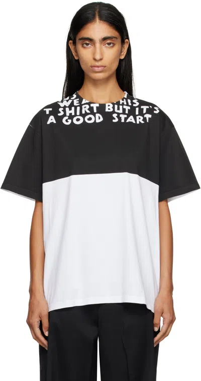 Mm6 Maison Margiela White & Black Sida T-shirt