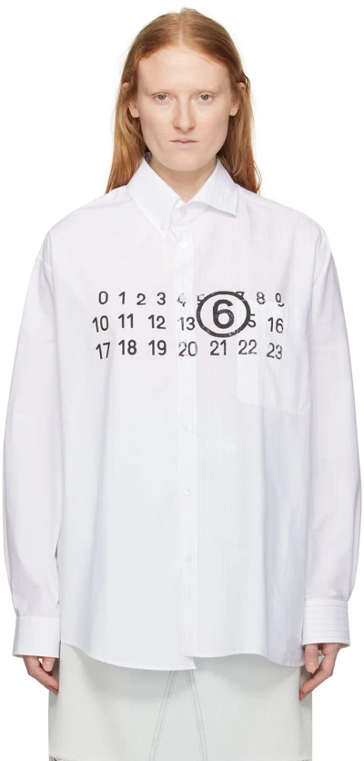 Mm6 Maison Margiela White & Grey Asymmetrical Shirt In 961 White