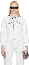 Mm6 Maison Margiela White & Navy Sportsjacket Denim Jacket In White