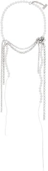 Mm6 Maison Margiela Mm6 By Maison Margiela Dangle Necklace With Faux-pearl Accents In 971 Polished Palladi