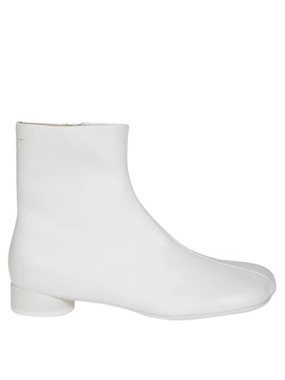 MM6 MAISON MARGIELA WHITE ANKLE BOOTS WITH SMOOTH LEATHER FINISH