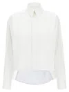 Mm6 Maison Margiela Collared Asymmetric Shirt Contrast Panel In White