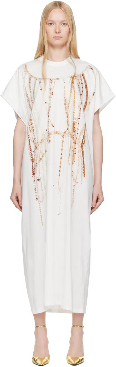Mm6 Maison Margiela White Basic Jersey Midi Dress