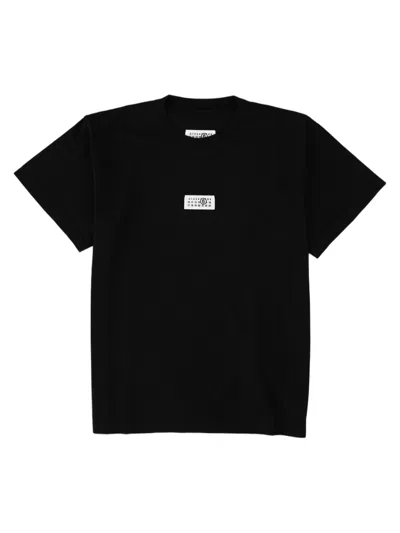 Mm6 Maison Margiela White Boxy Fit Minimalist Patch Cotton T-shirt In Black