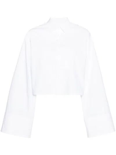 Mm6 Maison Margiela Extra-long Sleeve Cropped Shirt In White