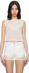 Mm6 Maison Margiela White Cotton Mesh Tank Top In 101 Off White