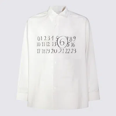 Mm6 Maison Margiela White Cotton Shirt In Burro