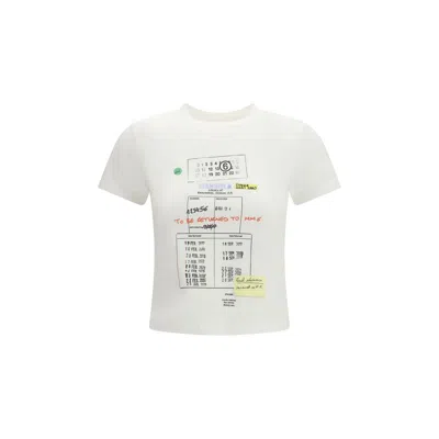 Mm6 Maison Margiela Stretch Cotton T Shirt Short Sleeves Print In White