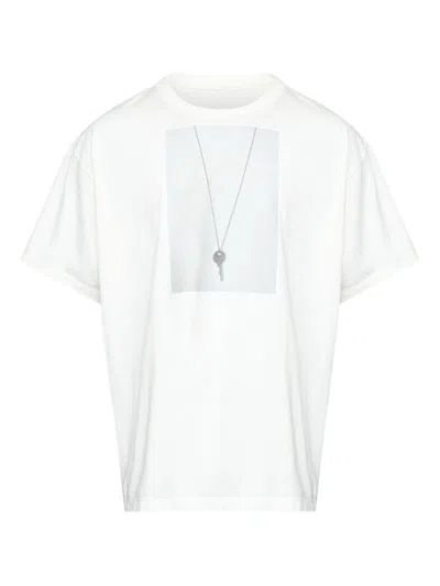 Mm6 Maison Margiela T-shirt With A Digitally Inspired Key Print On The Chest In White