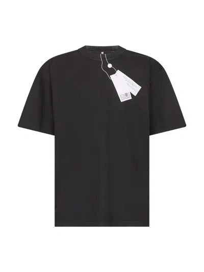Mm6 Maison Margiela White Cotton Trompe L'oeil T-shirt In Black