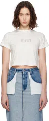 Mm6 Maison Margiela White Jersey Cropped Numeric Signature T-shirt