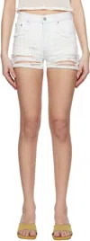Mm6 Maison Margiela White Distressed Denim Shorts In 961 White