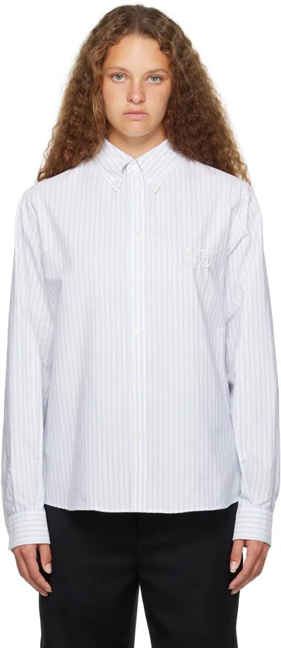 Mm6 Maison Margiela White Embroidered Shirt In 001f Black/ecru