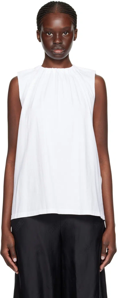 Mm6 Maison Margiela White Gathered T-shirt In 100 White