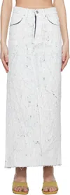 Mm6 Maison Margiela Hand-painted Denim Long Skirt In 961 White