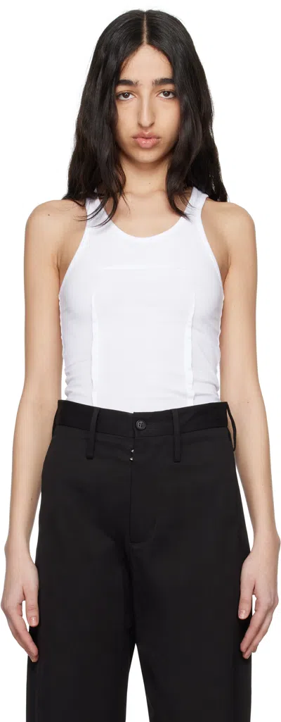 Mm6 Maison Margiela White Heavy Cotton Jersey Tank Top In 100 White