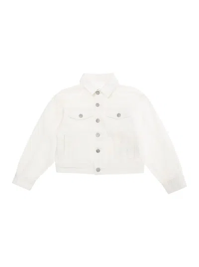 Mm6 Maison Margiela Kids' Logo-embroidered Denim Jacket In White