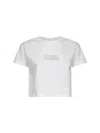 Mm6 Maison Margiela White Jersey Cropped Numeric Signature T-shirt In White