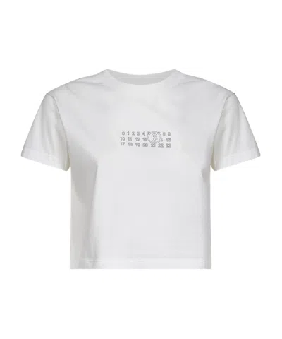 MM6 MAISON MARGIELA MM6 MAISON MARGIELA NUMERIC PRINTED CROPPED T-SHIRT