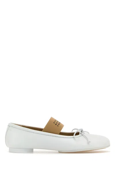 MM6 MAISON MARGIELA WHITE LEATHER ANATOMIC BALLERINAS