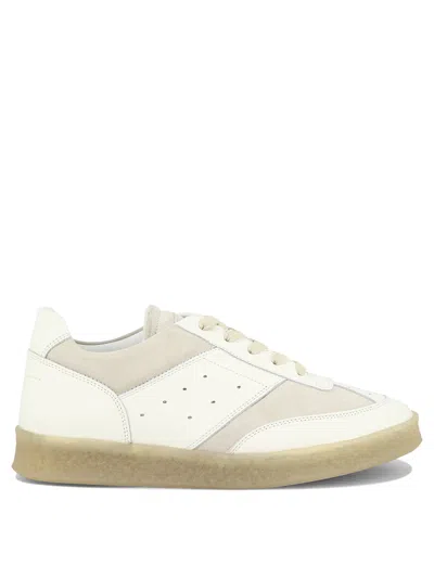 Mm6 Maison Margiela White Leather And Suede Lace-up Sneakers For Women