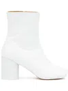 Mm6 Maison Margiela White Leather Ankle Boots In White