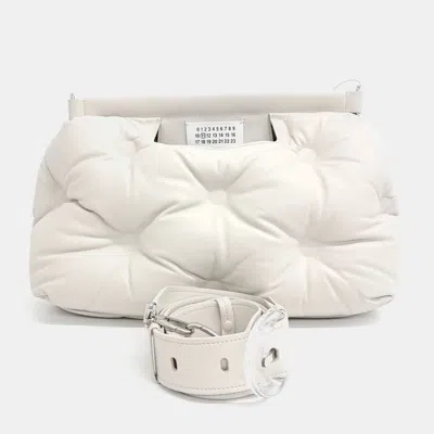 Pre-owned Mm6 Maison Margiela White Leather Glam Slamback Medium