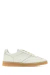 Mm6 Maison Margiela Leather Low-top Sneakers Perforated Silhouette In White