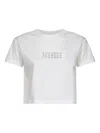 Mm6 Maison Margiela White Jersey Cropped Numeric Signature T-shirt In White