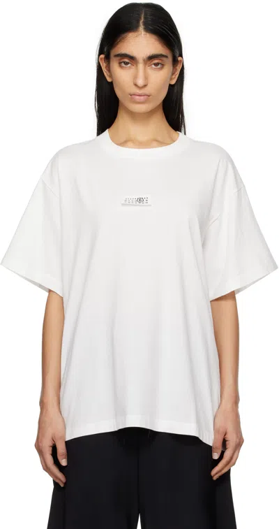 Mm6 Maison Margiela White Logo Patch T-shirt In 101 Off White