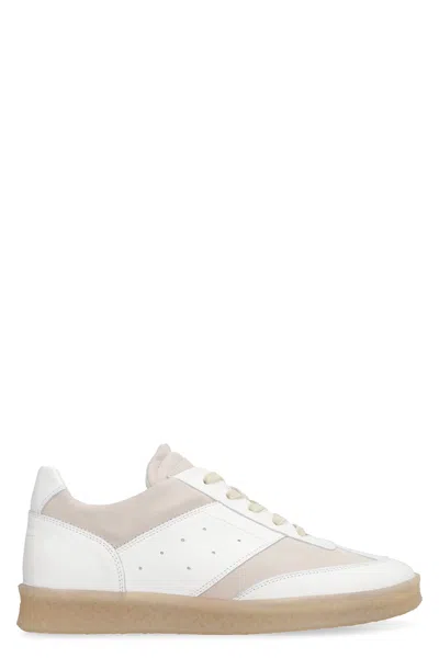 Mm6 Maison Margiela White Low-top Leather Sneakers For Women