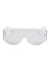 Mm6 Maison Margiela Shield Sunglasses With Wide Transparent Frame In White