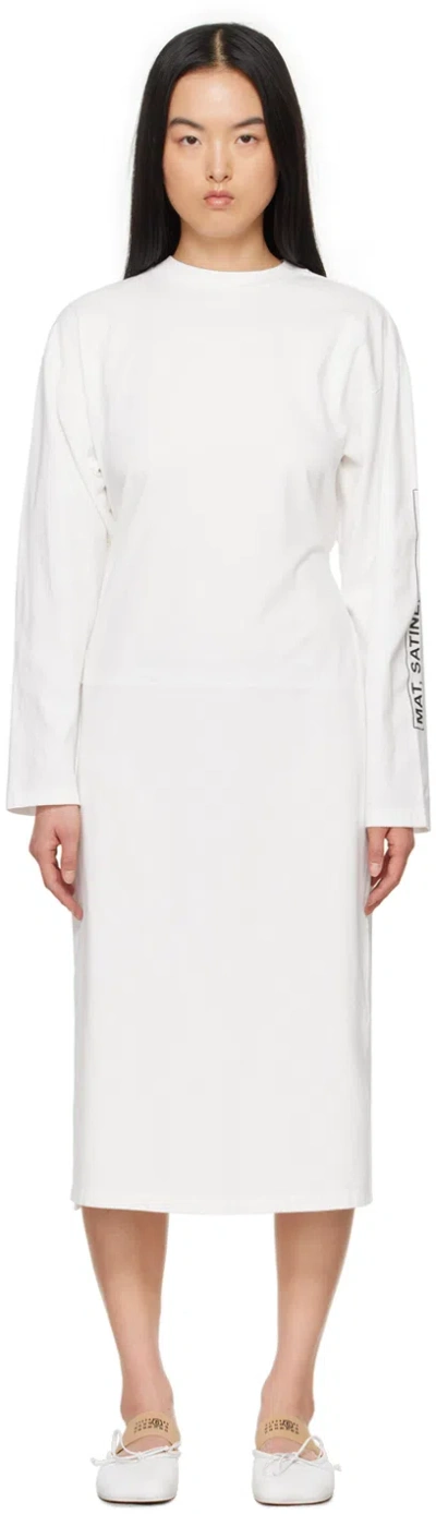Mm6 Maison Margiela White 'mat Satiné Brillant' Midi Dress In 101 Off White