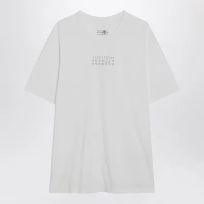 Mm6 Maison Margiela White Numeric Signature T-shirt In Gray