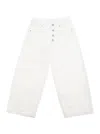 Mm6 Maison Margiela Denim Wide Leg Jeans With Logo Embroidery Kids In White