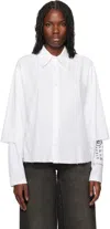 Mm6 Maison Margiela White Poplin & Jersey Long-sleeved Shirt In 961 White