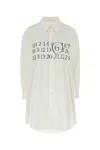 Mm6 Maison Margiela Logo Cotton Poplin Mini Dress In White