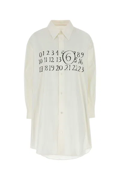 Mm6 Maison Margiela White Signature Numbers Motif Shirt Dress