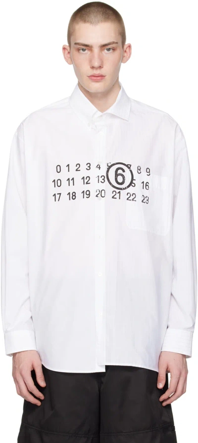 Mm6 Maison Margiela White Printed Shirt In 961 White