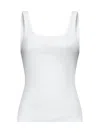 Mm6 Maison Margiela White Ribbed Cotton Tank Top In Beige