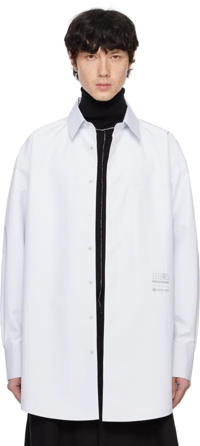 Mm6 Maison Margiela White Salomon Edition Long Sleeve Shirt In 101 White