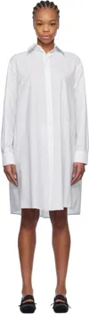 Mm6 Maison Margiela White Spliced Striped Cotton Poplin Midi Dress In 001f Pinstripe White