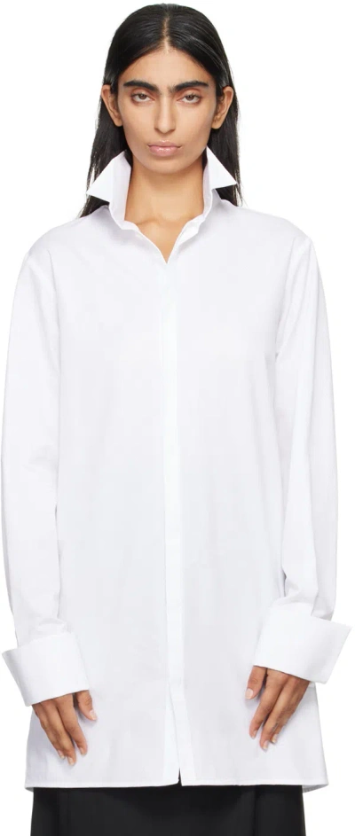 Mm6 Maison Margiela White Spread Collar Shirt In 101 Off White