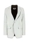 Mm6 Maison Margiela Stretch Polyester Blend Blazer With Back Vent In Gray