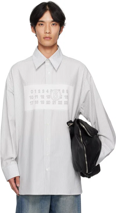 Mm6 Maison Margiela White Striped Long Sleeve Shirt In Purple