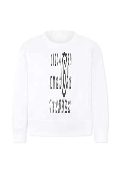 Mm6 Maison Margiela White Sweatshirt For Kids With Logo