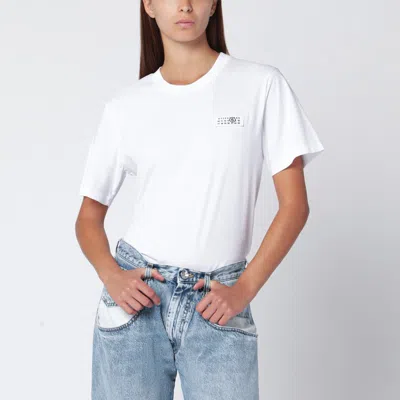 Mm6 Maison Margiela White T-shirt With Numeric Patch